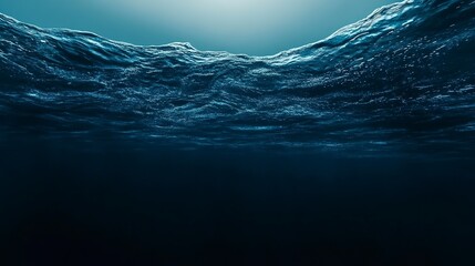 Fototapeta premium Dark blue ocean surface seen from underwater