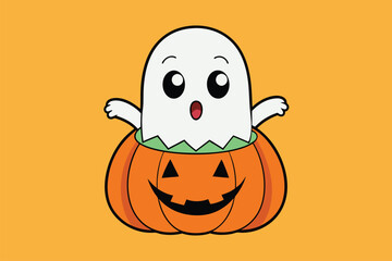 Best cute ghost pumpkin vector  Art Illustrationsr vector 8.eps
