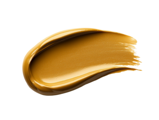 Gold metallic brush stroke isolated on white background