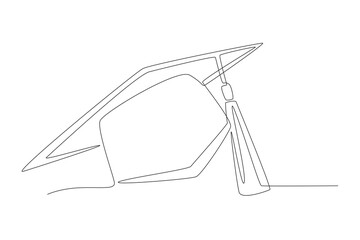 Graduation hats concept one-line drawing