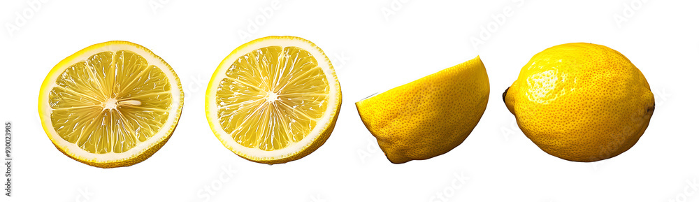 Wall mural fresh whole, half and sliced lemon