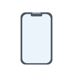 Vector flat mobile phone icon. Smartphone mockup with blank white screen, mobile gadget in flat style.