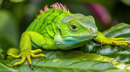 Fototapeta premium close-up of green iguana animal wildlife photography