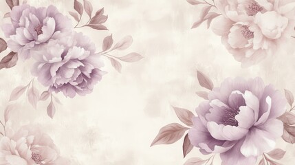 Obraz premium A soft floral pattern featuring peonies in pastel colors on a textured background.