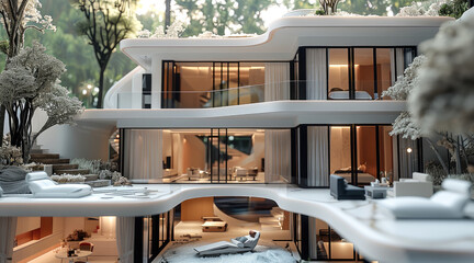 Fototapeta premium A stunning house that has furniture from 3d prints. Generative AI.