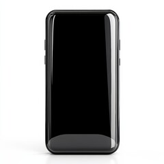 A black cellphone sitting on a white surface with no background, AI