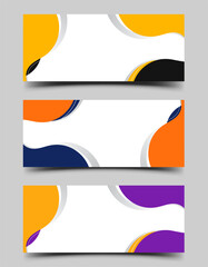 Naklejka premium Set of modern horizontal banner with colorful wave