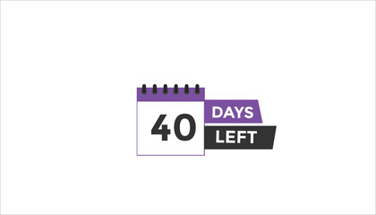 40 days left Countdown number banner templates. time icon. Vector Illustration 