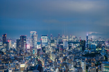 Obraz premium 東京の夜景と雷