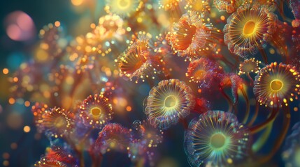 Fototapeta premium The fine texture and bright colors of microorganisms exude strong vitality and creativity