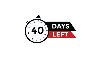40 days left Countdown number banner templates. time icon. Vector Illustration 