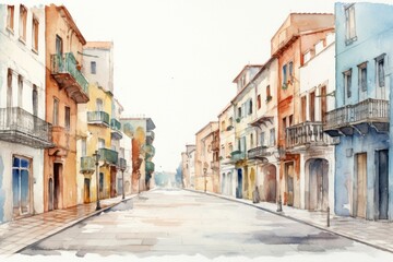Obraz premium Building street architecture painting.