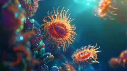The fine texture and bright colors of microorganisms exude strong vitality and creativity