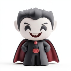 Vampire Cartoon Clay Illustration, Halloween 3D Icon, Isolated on white background