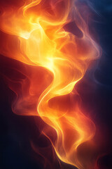 Flowing light waves in yellow and red, creating a dynamic abstract pattern that feels both fiery and fluid,