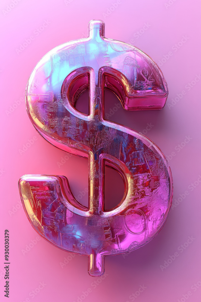 Poster a dollar sign icon with a graph overlay, isolated on a pastel lavender background, symbolizing the c
