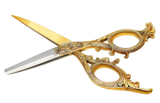 Golden Scissors with Intricate Handles