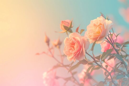 Tiny roses gradient background outdoors blossom flower.