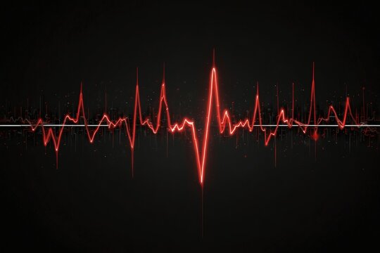 abstract red heart beat on black background