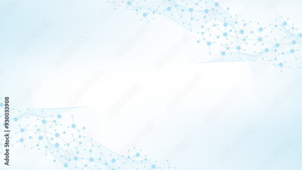 Poster molecular abstract structure background. scientific vector illustration with molecule dna. medical, 