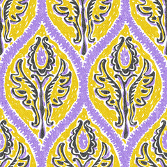 Bohemian pattern in baroque style. Print for home decor. Vector illustration.