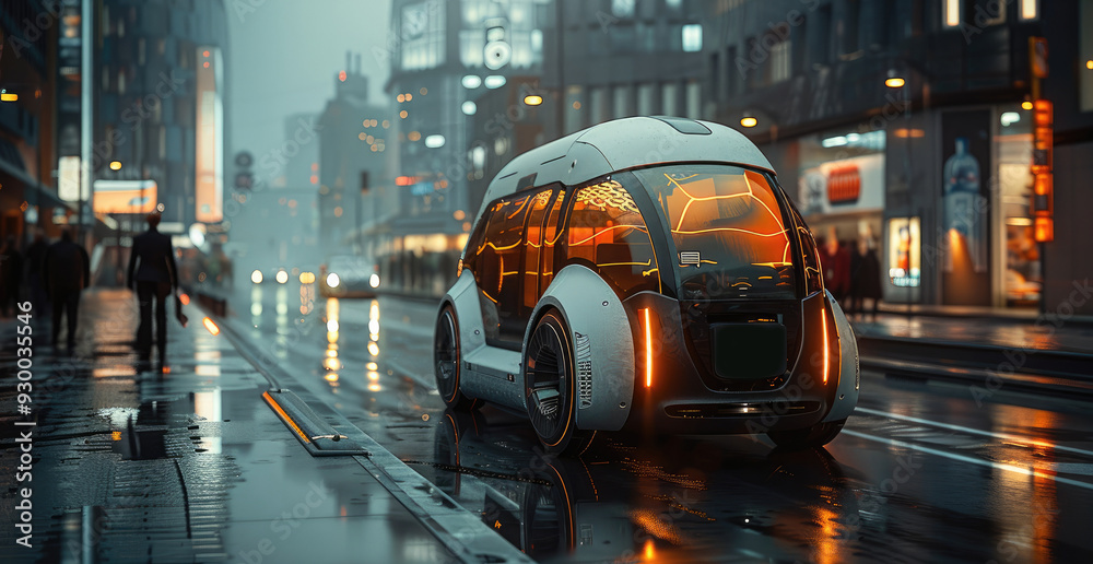 Poster A driver of a high-tech autonomous vehicle is secretly assigned to transport a critical package across the city. Generative AI.