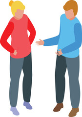 Fototapeta premium Young man gesturing with his hand while talking to a young woman