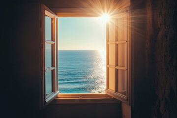 Curtains Billowing as Sunlight Streams Through an Open Window