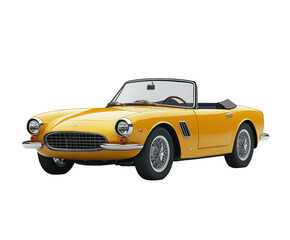 Classic yellow convertible sports car isolated on white. PNG transparent.