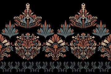 Motifs Ikat floral paisley embroidery floral. ikat ethnic Saree Sarong oriental pattern traditional.Ikat embroidery style abstract embroidery design for texture,fabric,clothing,wrapping,decoration