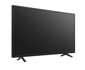 Modern flat-screen TV isolated on white background. PNG transparent.