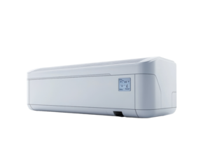 Modern air conditioning unit isolated on white background. PNG transparent.