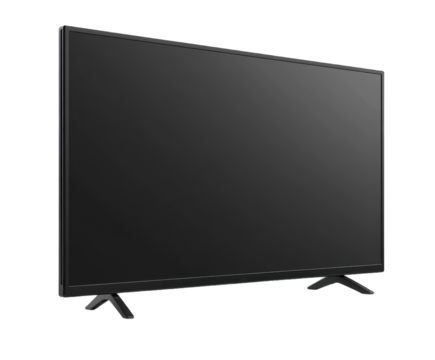 Modern flat-screen TV isolated on white background. PNG transparent.