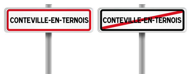 Panneau de CONTEVILLE-EN-TERNOIS à l'Entrée et à la Sortie - Fond Transparent ou Blanc Disponible