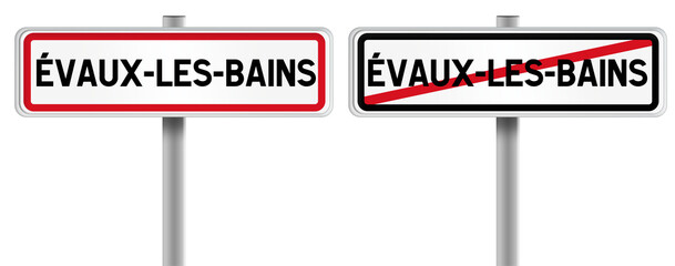 Panneau de ÉVAUX-LES-BAINS à l'Entrée et à la Sortie - Fond Transparent ou Blanc Disponible