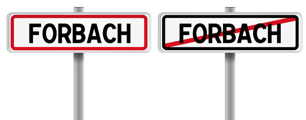 Panneau de FORBACH à l'Entrée et à la Sortie - Fond Transparent ou Blanc Disponible
