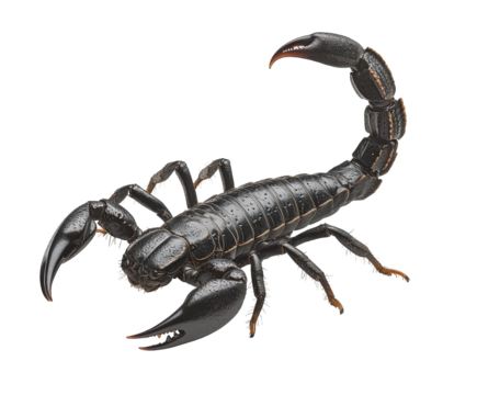 Black scorpion isolated on white background. PNG transparent.