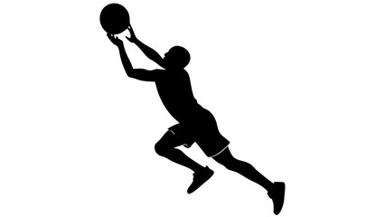 Basketball Silhouette in Action: Perfect Mid-Shot Capture