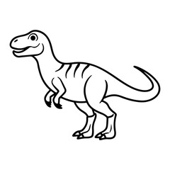 Collection of dinosaur line art, T-Rex Tyrannosaurus vector illustration, and raptor dinosaur icon set.