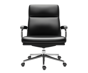 Black office chair isolated on white background. PNG transparent.