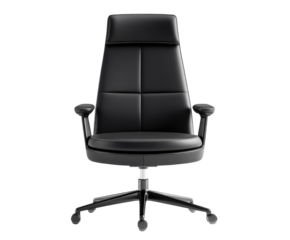 Black office chair isolated on white background. PNG transparent.