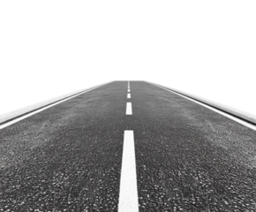 Two asphalt road sections isolated on white background. PNG transparent.