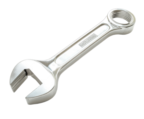Silver wrench isolated on white background. PNG transparent.