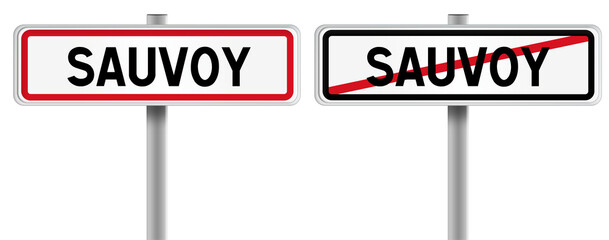 Panneau de SAUVOY à l'Entrée et à la Sortie - Fond Transparent ou Blanc Disponible