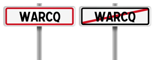 Panneau de WARCQ à l'Entrée et à la Sortie - Fond Transparent ou Blanc Disponible