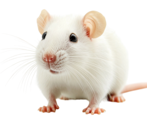 White rat close-up isolated on white background. PNG transparent.