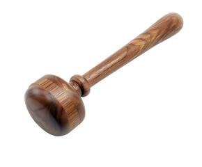 Wooden gavel on sound block isolated on white background. PNG transparent.