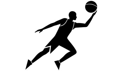 Basketball Silhouette in Action: Perfect Mid-Shot Capture
