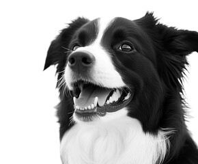 Fototapeta premium Border Collie dog close-up portrait isolated on white background. PNG transparent.
