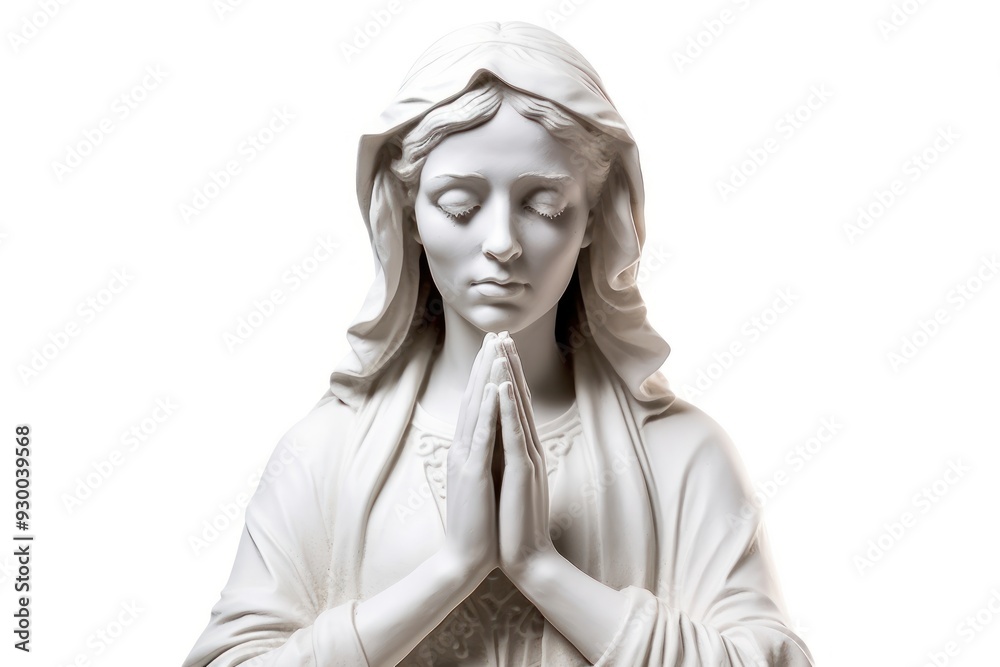 Poster greek sculpture woman praying hands statue white art.